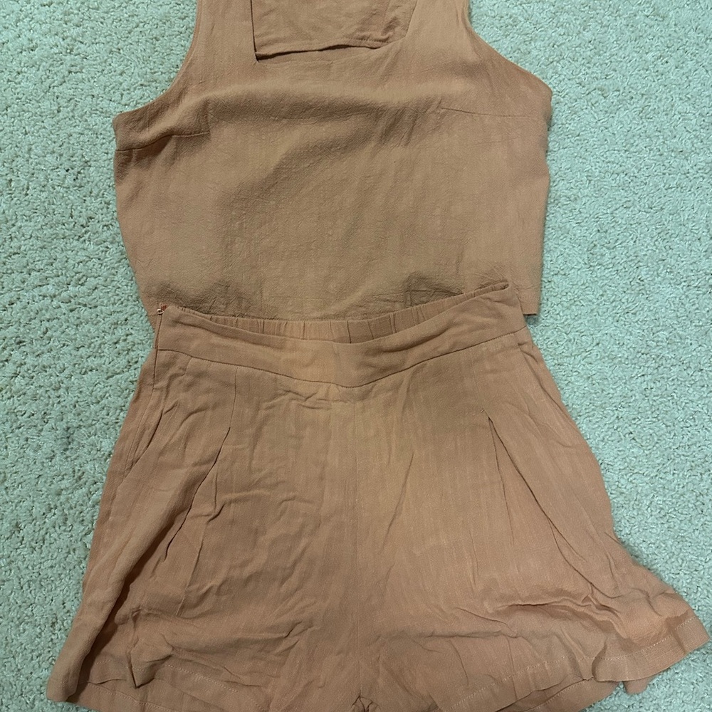 Pale Orange Sleeveless Top and Shorts Set